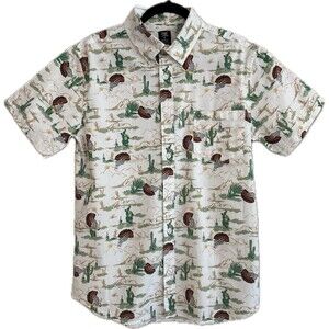 Fresh Vibes Shirt Men's Desert Skeleton Hand Holding Taco All Over Button Up, S